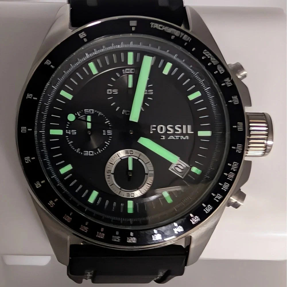 Fossil Decker CH25731E Men's Chronograph Black Dial Tachymeter 44mm Watch